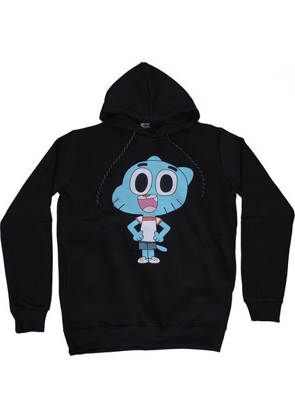 Bunlardan İstiyorum Gumball Watterson Kapüşonlu Sweatshirt Hoodie Siyah