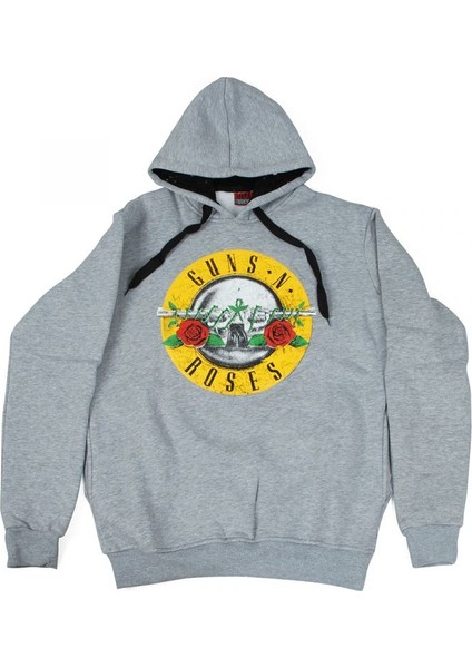 Guns N' Roses Logo Hoodie Kapüşonlu Sweatshirt Gri