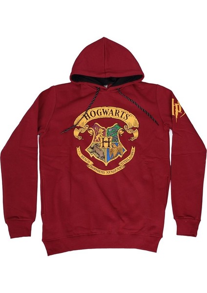 Harry Potter Hogwarts Kapüşonlu Sweatshirt Hoodie Kırmızı