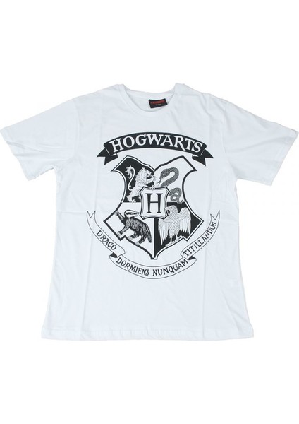 Harry Potter Hogwarts Tişört Beyaz