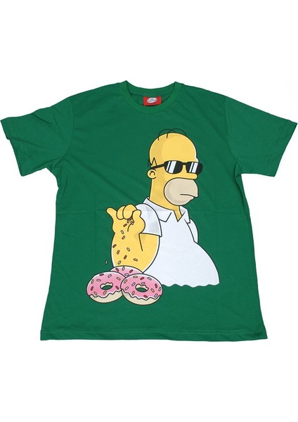 Homer Saltbea On Donuts Tişört Yeşil