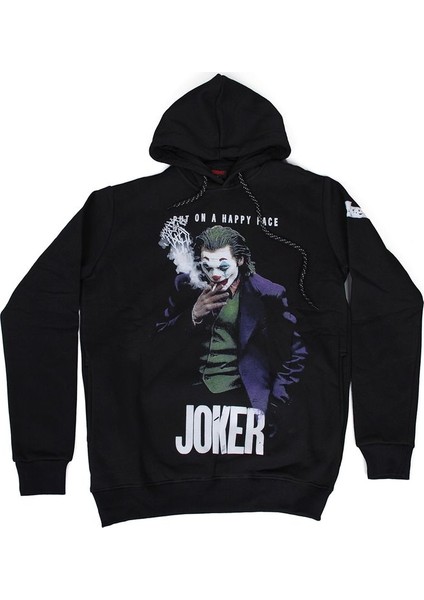 Joker Put On A Happy Face Kapüşonlu Sweatshirt Hoodie Siyah