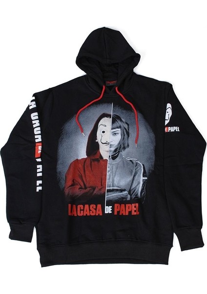 La Casa Del Papel Tokyo Kapüşonlu Sweatshirt Siyah