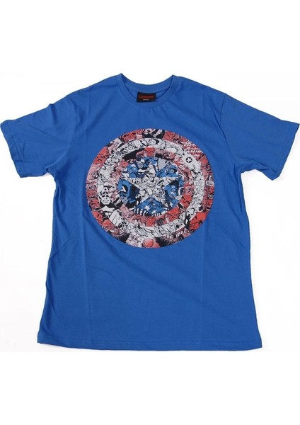 Marvel Captain America Shield No:2 Tişört Mavi