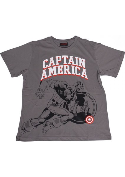 Marvel Classic Captain America Tişört Gri