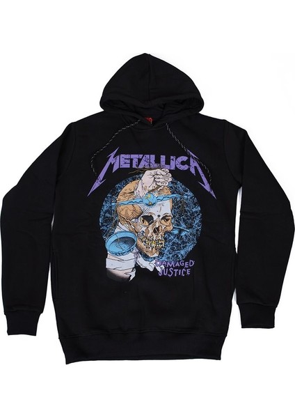 Metallica Damaged Justice Kapüşonlu Sweatshirt Hoodie Siyah