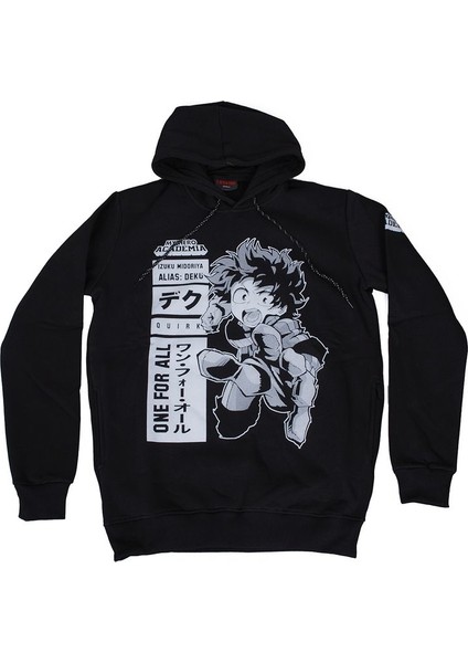 My Hero Academia Deku Kapüşonlu Sweatshirt Hoodie Siyah