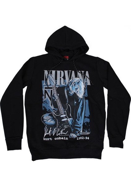 Nirvana Kurt Cobain Kapüşonlu Sweatshirt Hoodie Siyah