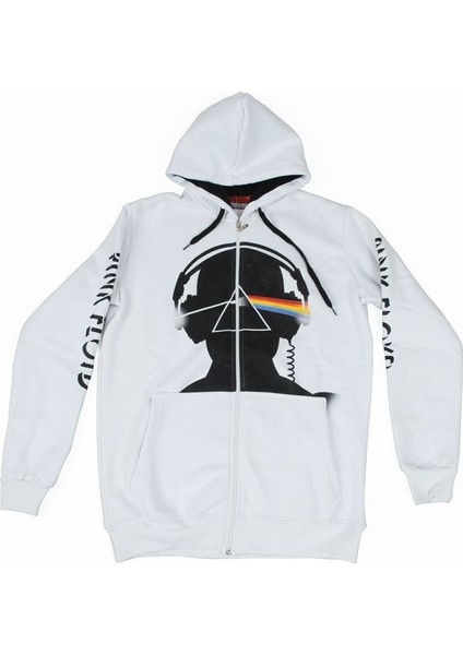 Pink Floyd Hoodie Fermuarlı Sweatshirt Beyaz