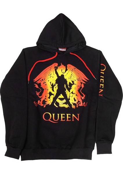 Queen Kapüşonlu Sweatshirt Hoodie Siyah