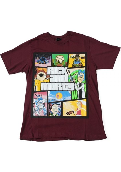 Rick And Morty Gta Tişört Bordo