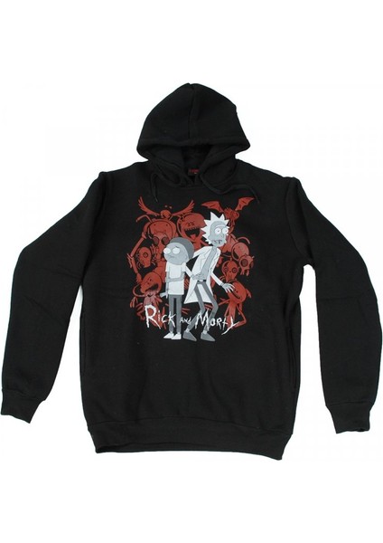 Rick And Morty Kapüşonlulu Sweatshirt Siyah
