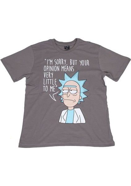 Rick And Morty Opinion Tişört Gri