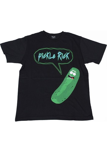Rick And Morty Pickle Rick Tişört Siyah