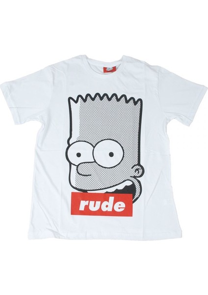 Simsons Bart Rude Tişört Beyaz