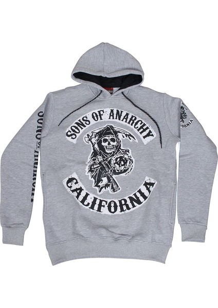 Sons Of Anarchy California Kapüşonlu Sweatshirt Hoodie Gri