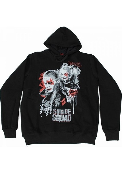 Suicide Squad No: 4 Kapüşonlu Sweatshirt Hoodie Siyah