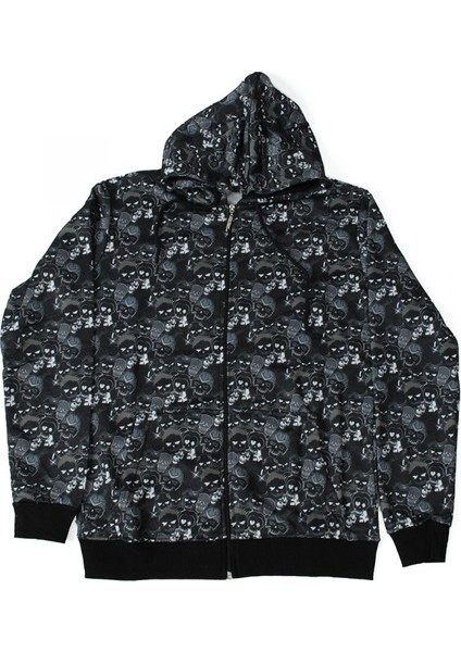 Suicide Squad Skulls Fermuarlı Sweatshirt Gri