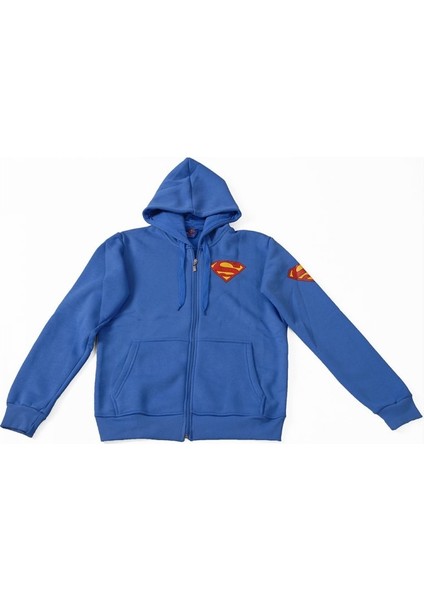 Superman No:1 Kapüşonlu Sweatshirt Hoodie Mavi