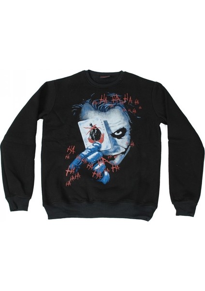 The Joker Playing Card Sweatshirt Siyah