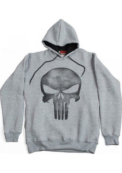 The Punisher Vintage Hoodie Kapüşonlu Sweatshirt Gri