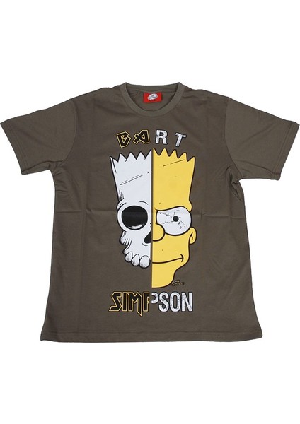 The Simpsons Bart (Skull) Tişört Yeşil