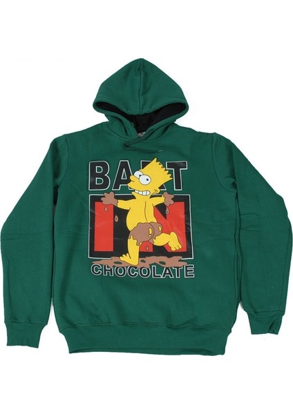 The Simpsons Bart No:1 Kapüşonlu Sweatshirt Hoodie Yeşil