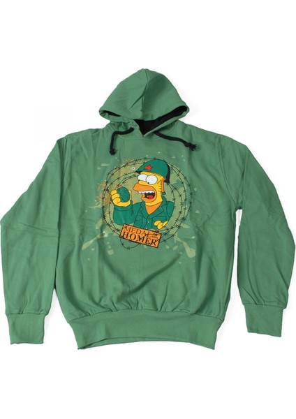 The Simpsons Medal Of Homer Kapüşonlulu Sweatshirt Yeşil