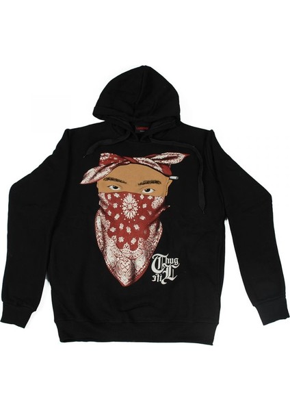 Thug Life Hoodie Kapüşonlu Sweatshirt Siyah