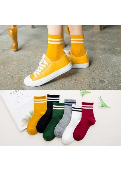 Bgk Unisex Kadın 6' Lı Karışık Renkli Çizgili Tenis Çorabı fiyatları