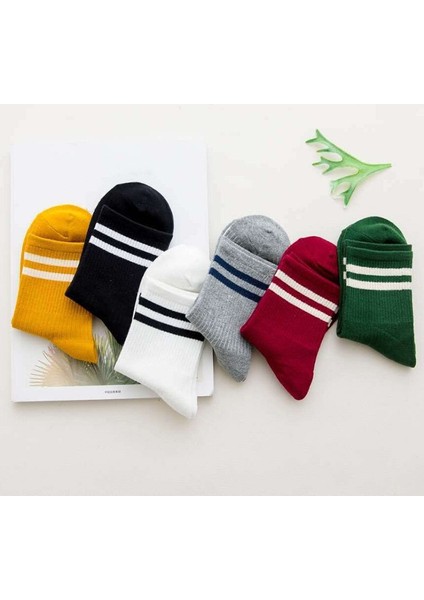 Bgk Unisex Kadın 6' Lı Karışık Renkli Çizgili Tenis Çorabı modelleri