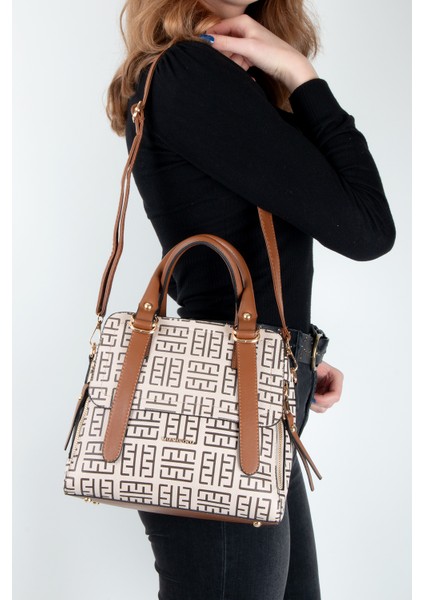 Miami Polo 1250 Kadın Omuz Çanta Kadın Çapraz Çanta Vizon-Taba-Baskılı fiyatları