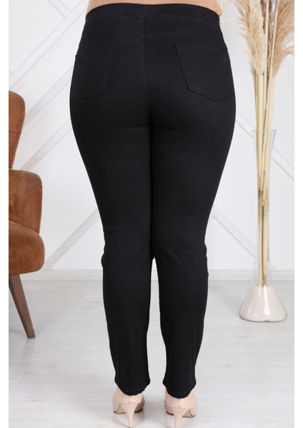 Beli Lastikli Büyük Beden Siyah Pantolon modelleri