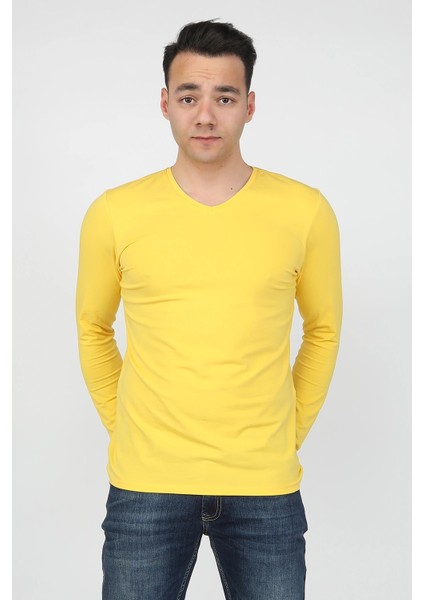 Erkek Süprem Uzun Kollu T-Shirt Sarı