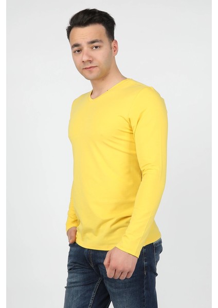 Erkek Süprem Uzun Kollu T-Shirt Sarı