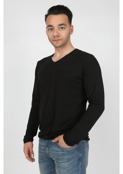 Süprem Uzun Kol T-Shirt Siyah