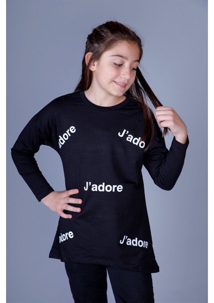 Kız Çocuk Jadore Baskılı T-Shirt