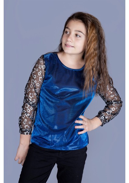 Kız Çocuk Kolları Yıldızlı T-Shirt