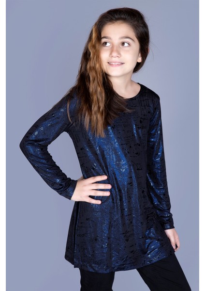 Kız Çocuk Simli Harf Desenli T-Shirt