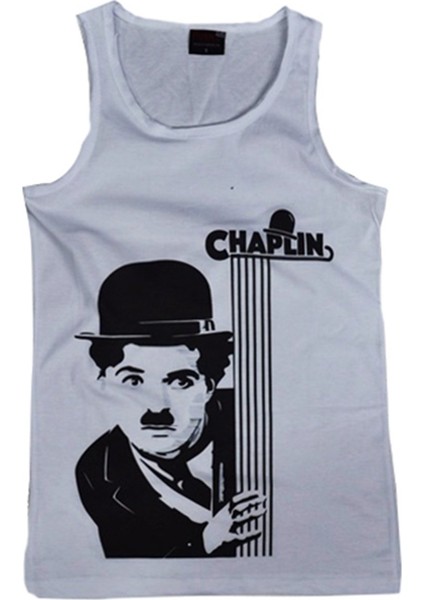 fame Charlie Chaplin Baskılı Sıfır Kol T-Shirt