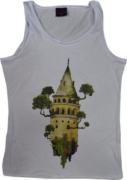 fame Galata Baskılı Sıfır Kol T-Shirt