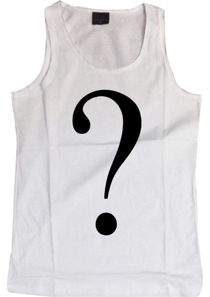 fame Soru İşareti Baskılı Sıfır Kol T-Shirt