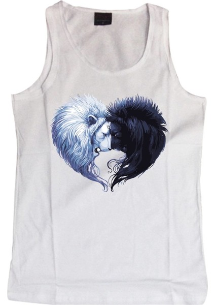 fame Aslan Day & Night Baskılı Sıfır Kol T-Shirt