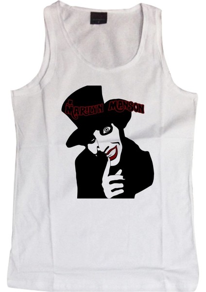 fame Marilyn Manson Baskılı Sıfır Kol T-Shirt