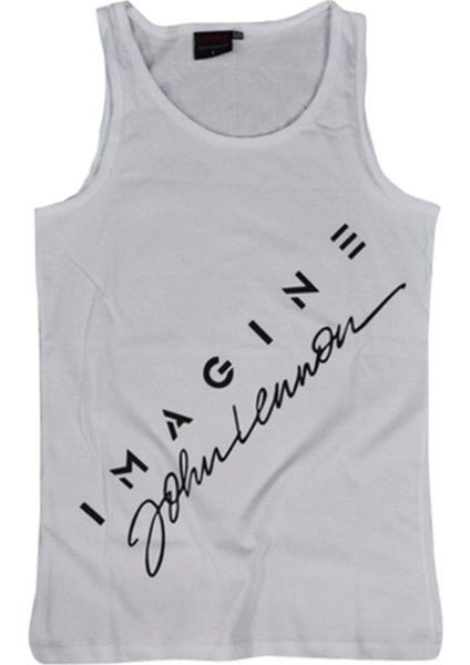 fame John Lennon Baskılı Sıfır Kol T-Shirt