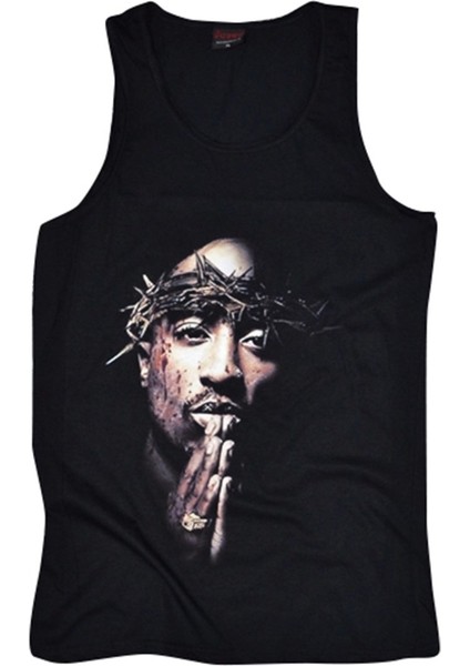 fame Tupac Baskılı Sıfır Kol T-Shirt
