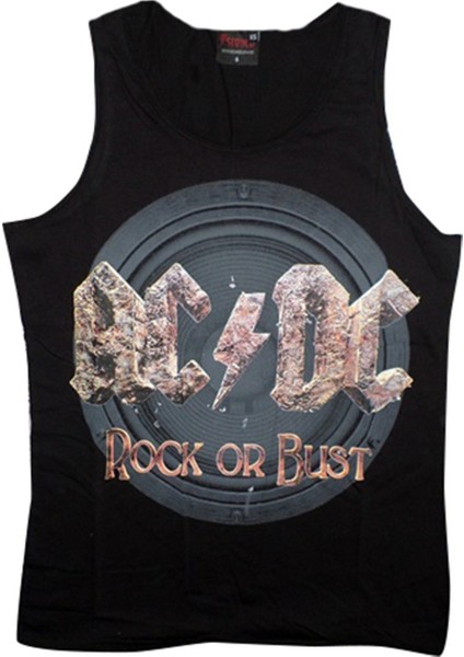 fame Acdc Baskılı Sıfır Kol T-Shirt