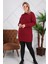 Kapşonlu Uzun Büyük Beden Bordo Sweatshirt 1