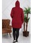 Kapşonlu Uzun Büyük Beden Bordo Sweatshirt 4