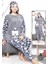 | Kadın Welsoft Polar Pijama Takımı Uzun Kol Uyku Bantlı 1
